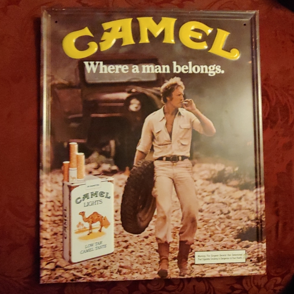 Authentic 1970s Camel Cigarettes Metal Sign